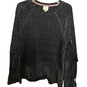 Knox Rose Black Sweater Lace Sleeve size L